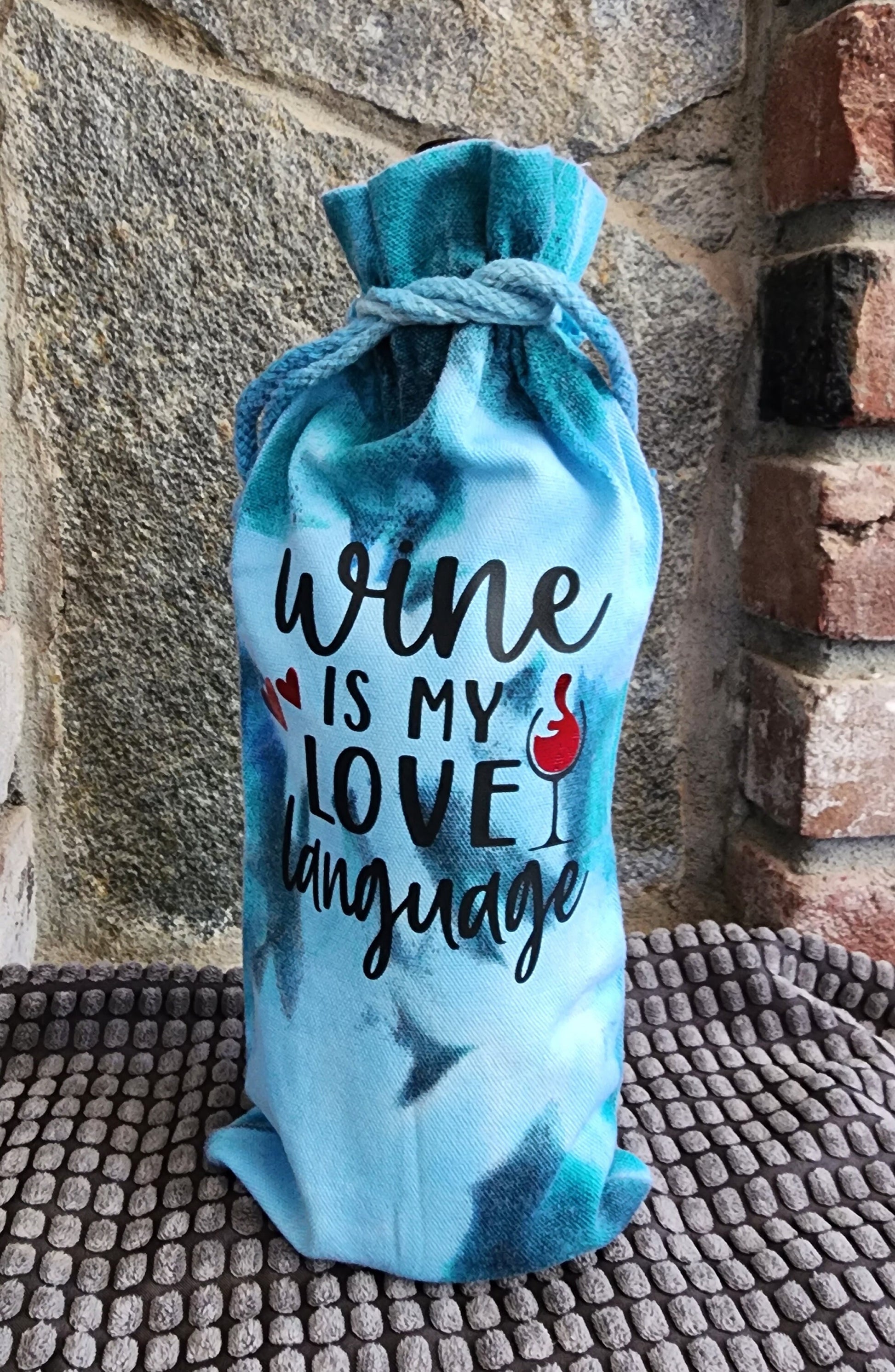 Tie Dye Wine Bag, Alcohol Bag, Wine is my Love Language