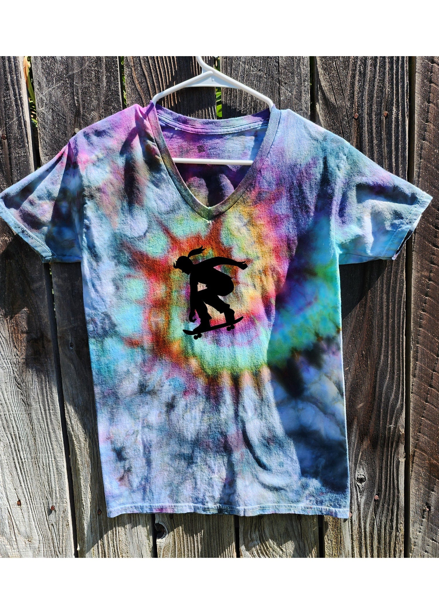 Rainbow Spiral Tie Dye T Shirt Customizable Unisex Size S