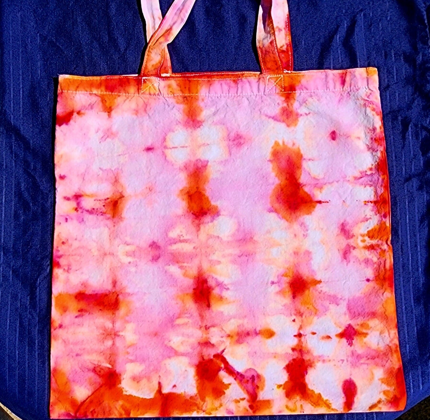 Red Orange Grid Tie Dye Tote Bag Customizable