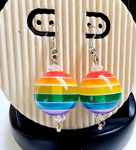 Rainbow Sphere Drop Earrings