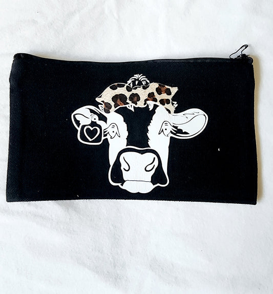 Hipster Cow customizable makeup bag, Toiletry Bag, pencil bag, small zip bag