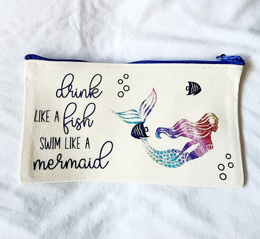 Mermaid customizable makeup bag, Toiletry Bag, pencil bag, small zip bag
