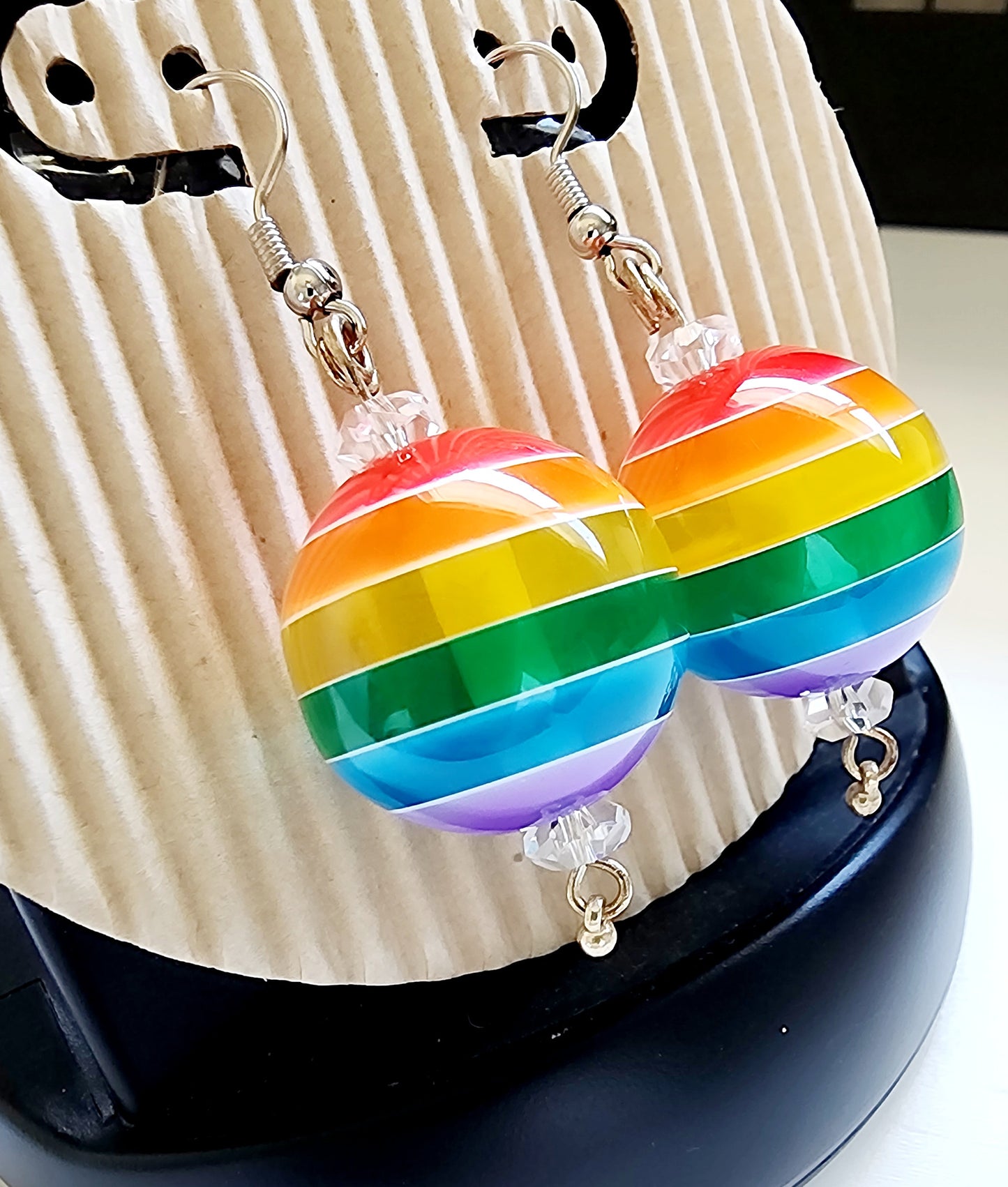 Rainbow Sphere Drop Earrings