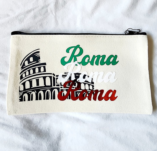 Rome Customizable Makeup Bag, Toiletry Bag, pencil bag, small zip bag