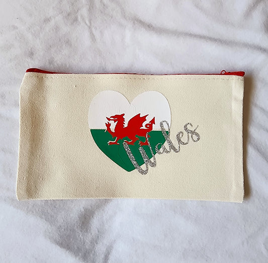 Wales Customizable Makeup Bag, Toiletry Bag, pencil bag, small zip bag