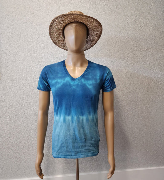 Blue Ombre Tie Dye T Shirt Customizable Unisex Size S