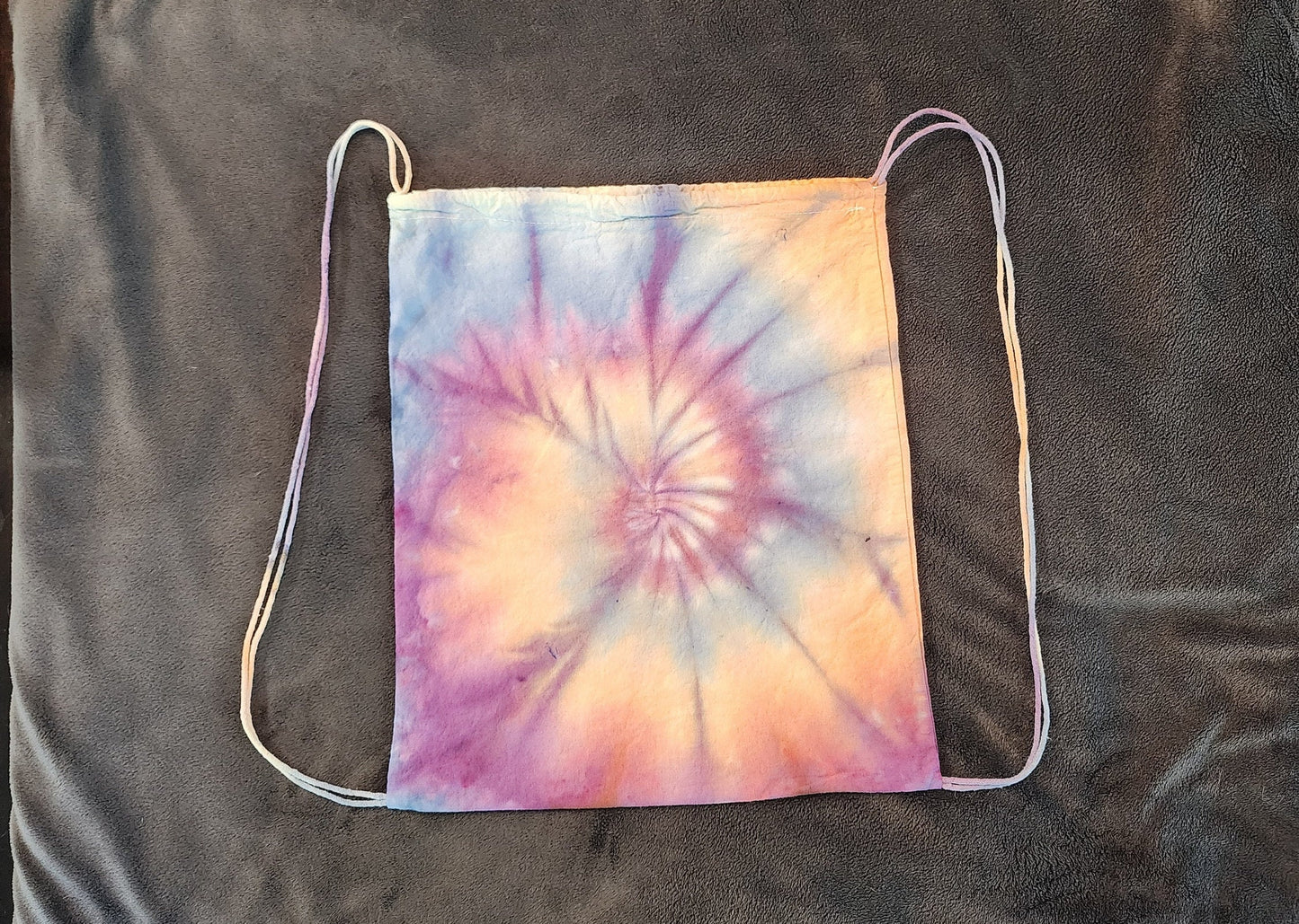 Pastel Rainbow Spiral Tie Dye Drawstring Backpack