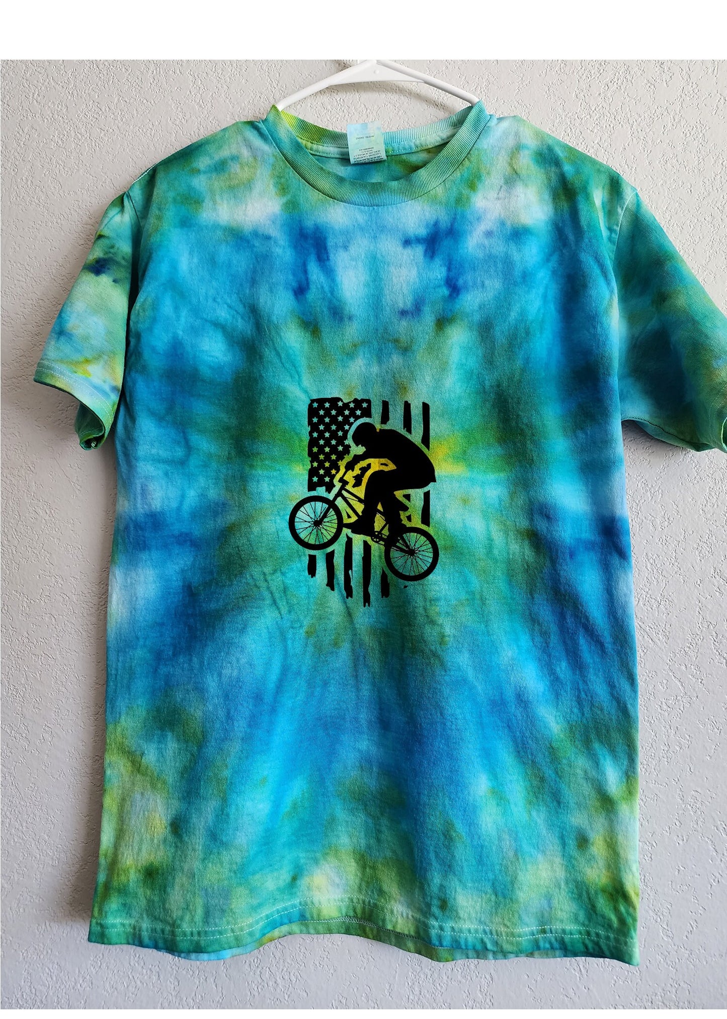 Kid's Blue Green with Star Tie Dye T Shirt Customizable Size Youth XL